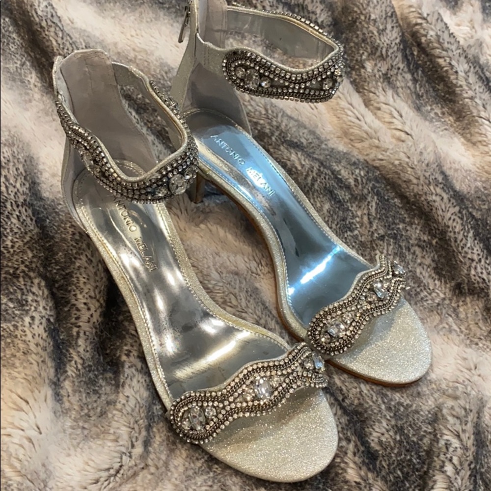 Antonio Melani silver rhinestone shoes